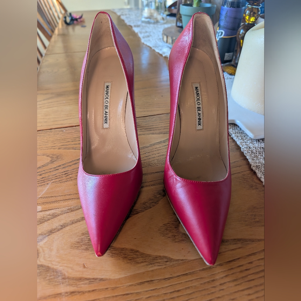Manolo Blahnik Red Leather Pumps